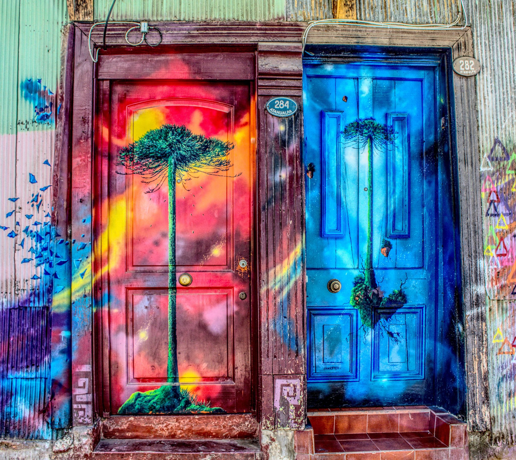 two artistic doors