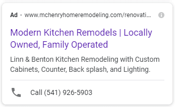 McHenry Google Ad